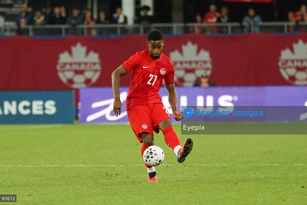 Richard Chukwu #27 of Canada pass the ball during the International Friendly match between Canada and Chile at BMO Filed. on September 26, 2026 in Toronto, Ontario. (Photo by Leonardo Ramirez/ Eyepix Group) (Photo by Leonardo Ramirez/ Eyepix Group/Eyepix via Nexpher Images)