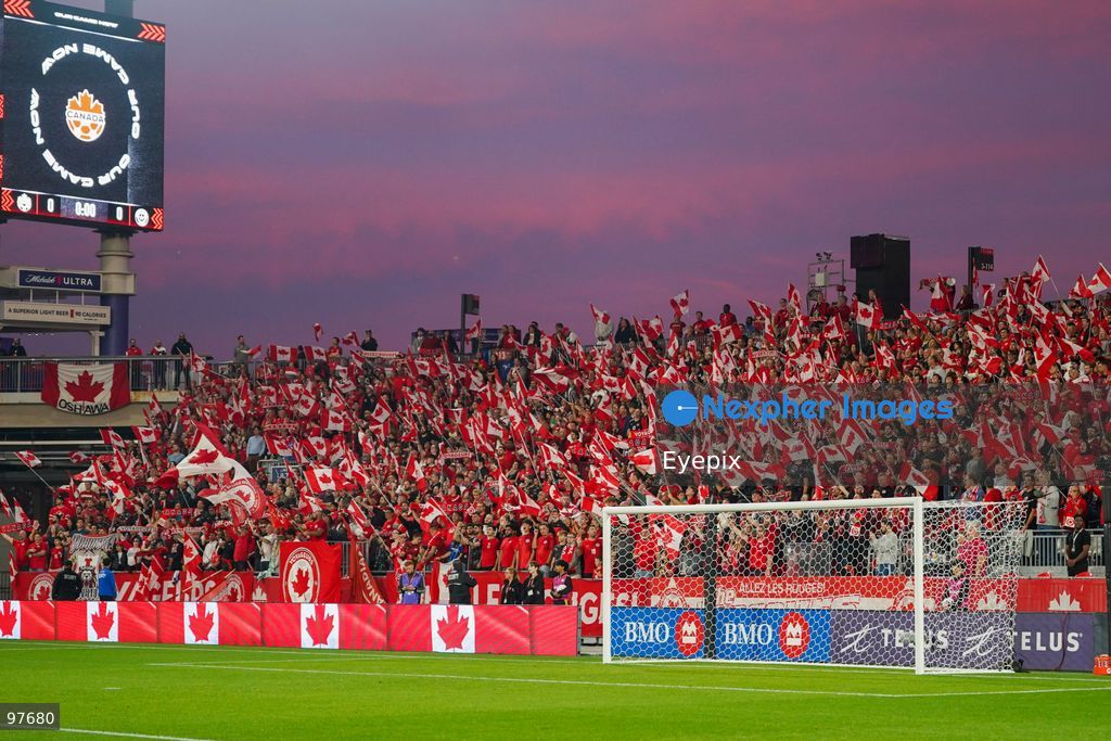 Canadian fans waving Canada flags before the International Friendly match between Canada and Chile at BMO Filed. on September 26, 2026 in Toronto, Ontario. (Photo by Leonardo Ramirez/ Eyepix Group) (Photo by Leonardo Ramirez/ Eyepix Group/Eyepix via Nexpher Images)