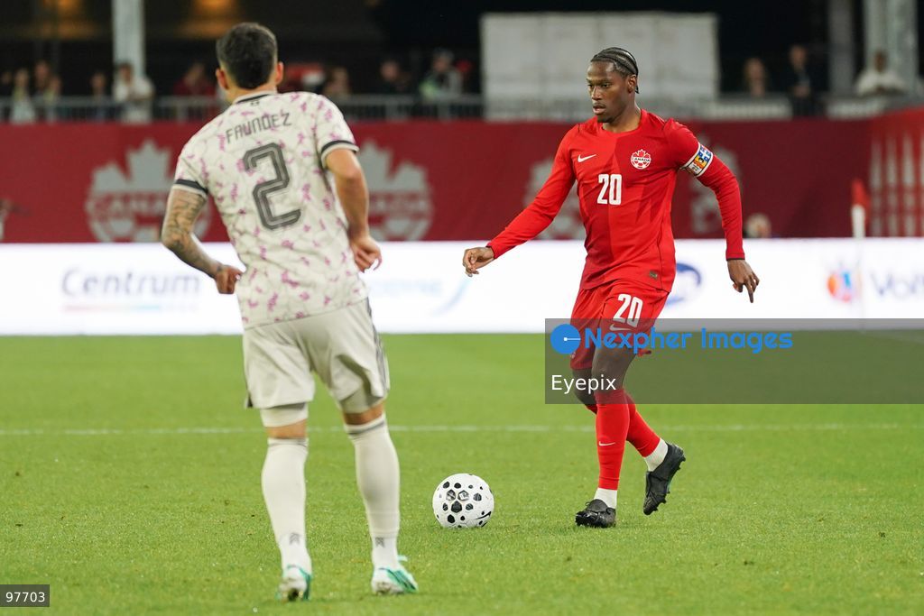 Jonathan David #20 of Canada drives the ball forward during the International Friendly match between Canada and Chile at BMO Filed. on September 26, 2026 in Toronto, Ontario. (Photo by Leonardo Ramirez/ Eyepix Group) (Photo by Leonardo Ramirez/ Eyepix Group/Eyepix via Nexpher Images)