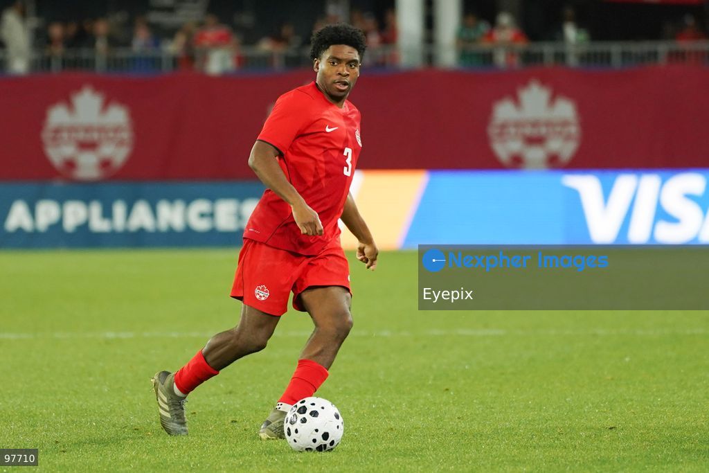 Ralph Priso #03 of Canada pass the ball during the International Friendly match between Canada and Chile at BMO Filed. on September 26, 2026 in Toronto, Ontario. (Photo by Leonardo Ramirez/ Eyepix Group) (Photo by Leonardo Ramirez/ Eyepix Group/Eyepix via Nexpher Images)