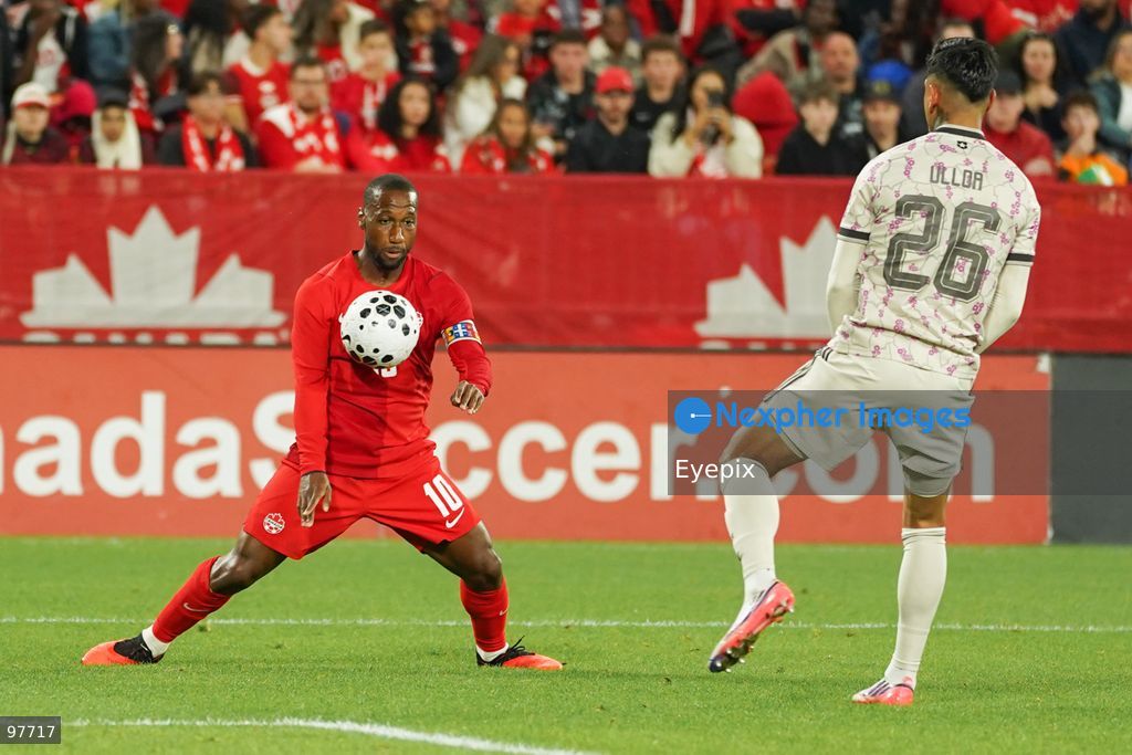 Junior Hoilett #10 of Canada is pressured by Diego Ulloa #26 of Chile during the International Friendly match between Canada and Chile at BMO Filed. on September 26, 2026 in Toronto, Ontario. (Photo by Leonardo Ramirez/ Eyepix Group) (Photo by Leonardo Ramirez/ Eyepix Group/Eyepix via Nexpher Images)