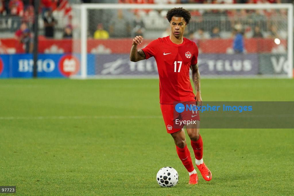 Tajon Buchanan #17 of Canada drives the ball forward during the International Friendly match between Canada and Chile at BMO Filed. on September 26, 2026 in Toronto, Ontario. (Photo by Leonardo Ramirez/ Eyepix Group) (Photo by Leonardo Ramirez/ Eyepix Group/Eyepix via Nexpher Images)