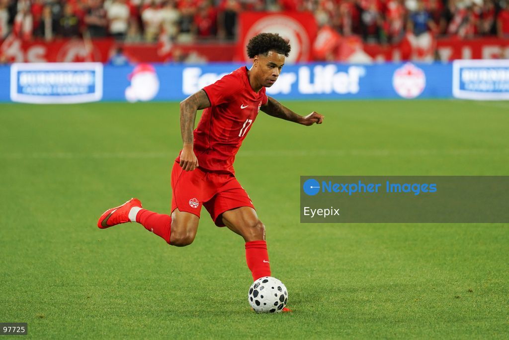 Tajon Buchanan #17 of Canada drives the ball forward during the International Friendly match between Canada and Chile at BMO Filed. on September 26, 2026 in Toronto, Ontario. (Photo by Leonardo Ramirez/ Eyepix Group) (Photo by Leonardo Ramirez/ Eyepix Group/Eyepix via Nexpher Images)