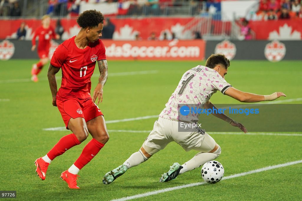 Tajon Buchanan #17 of Canada and Iván Román #04 of Chile battle for the ball during the International Friendly match between Canada and Chile at BMO Filed. on September 26, 2026 in Toronto, Ontario. (Photo by Leonardo Ramirez/ Eyepix Group) (Photo by Leonardo Ramirez/ Eyepix Group/Eyepix via Nexpher Images)