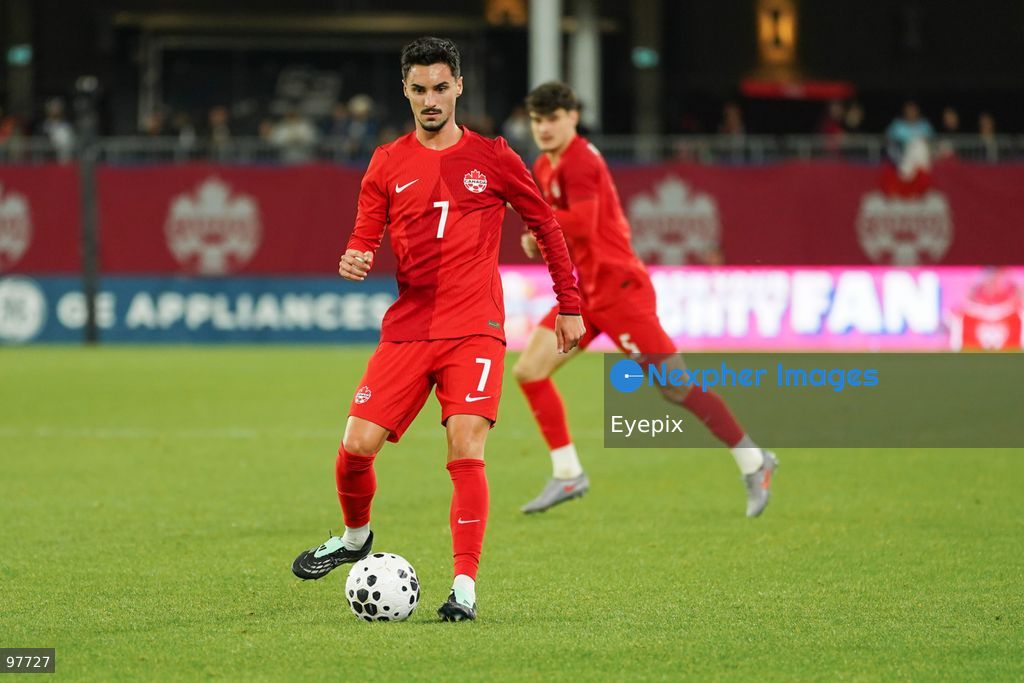 Stephen Eustaquio #07 of Canada pass the ball during the International Friendly match between Canada and Chile at BMO Filed. on September 26, 2026 in Toronto, Ontario. (Photo by Leonardo Ramirez/ Eyepix Group) (Photo by Leonardo Ramirez/ Eyepix Group/Eyepix via Nexpher Images)