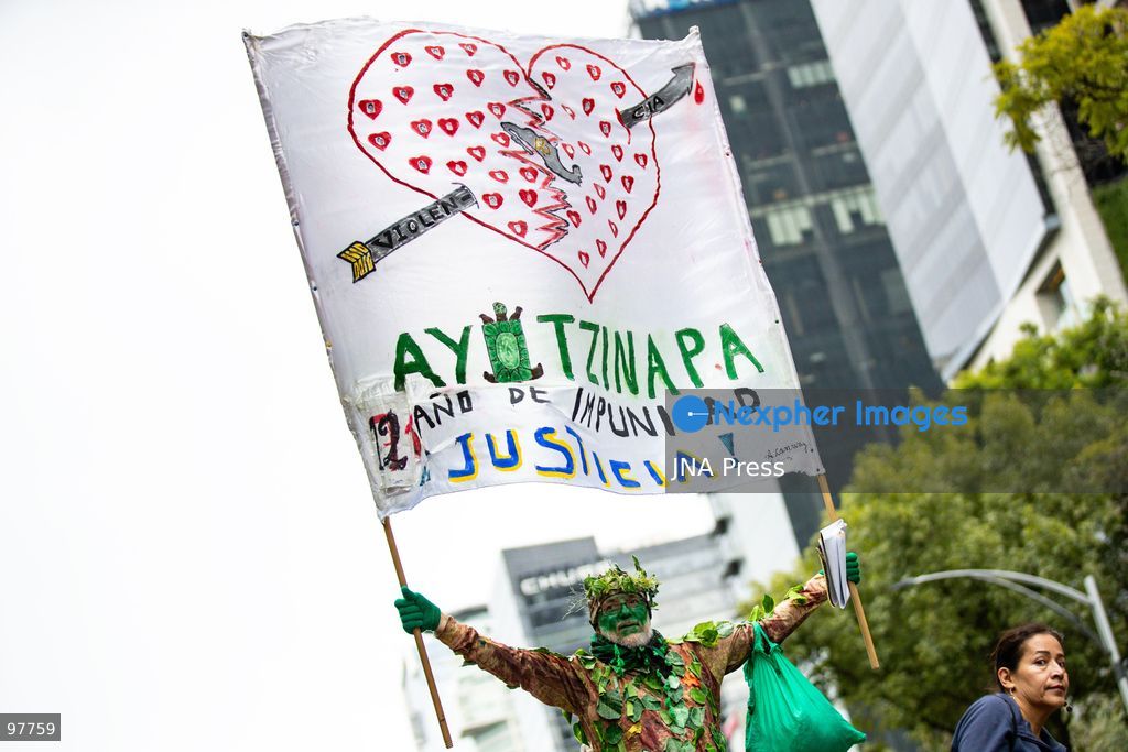 MEXICO CITY, MEXICO, SEPTEMBER 26, 2026: Families of the 43 missing Ayotzinapa students, students and human rights activists march through Mexico City to mark the 12th anniversary of the students’ disappearance and demand truth and justice. Thousands of demonstrators marched from the Ángel de la Independencia to the Zócalo, carrying photographs of the missing students and banners calling for answers over their fate. The 43 students from the Raúl Isidro Burgos Rural Teachers’ College disappeared in Iguala, Guerrero, on the night of September 26, 2014, and the case remains unresolved. Photo by Addi Setyawan / JNA Press. (Photo by addi setyawan/JNA Press via Nexpher Images)