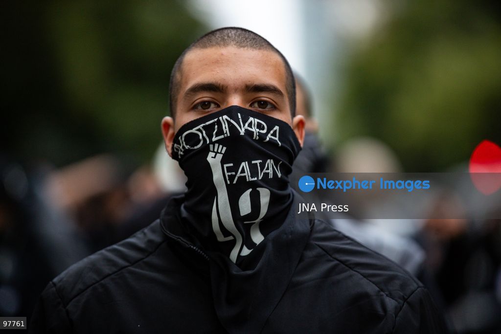 MEXICO CITY, MEXICO, SEPTEMBER 26, 2026: Families of the 43 missing Ayotzinapa students, students and human rights activists march through Mexico City to mark the 12th anniversary of the students’ disappearance and demand truth and justice. Thousands of demonstrators marched from the Ángel de la Independencia to the Zócalo, carrying photographs of the missing students and banners calling for answers over their fate. The 43 students from the Raúl Isidro Burgos Rural Teachers’ College disappeared in Iguala, Guerrero, on the night of September 26, 2014, and the case remains unresolved. Photo by Addi Setyawan / JNA Press. (Photo by addi setyawan/JNA Press via Nexpher Images)