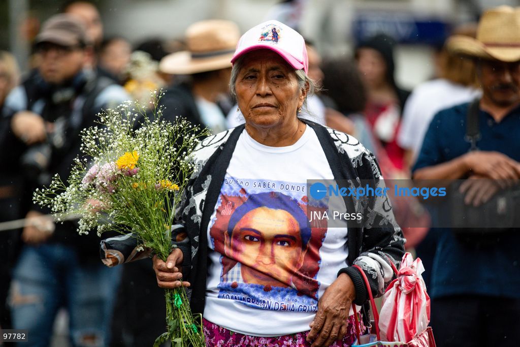 MEXICO CITY, MEXICO, SEPTEMBER 26, 2026: Families of the 43 missing Ayotzinapa students, students and human rights activists march through Mexico City to mark the 12th anniversary of the students’ disappearance and demand truth and justice. Thousands of demonstrators marched from the Ángel de la Independencia to the Zócalo, carrying photographs of the missing students and banners calling for answers over their fate. The 43 students from the Raúl Isidro Burgos Rural Teachers’ College disappeared in Iguala, Guerrero, on the night of September 26, 2014, and the case remains unresolved. Photo by Addi Setyawan / JNA Press. (Photo by addi setyawan/JNA Press via Nexpher Images)
