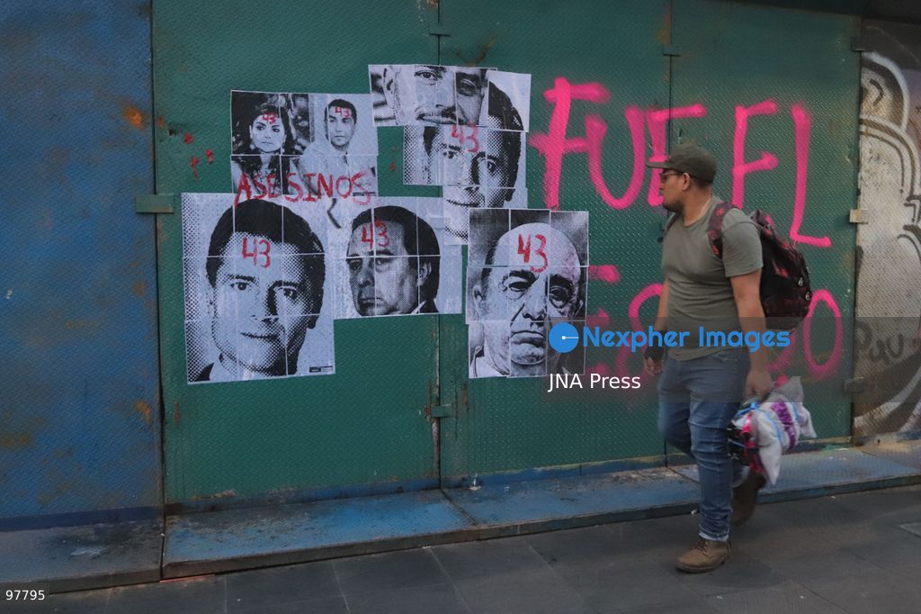 MEXICO CITY, MEXICO, SEPTEMBER 26, 2026: Relatives of the 43 missing Ayotzinapa students take part in a march in Mexico City marking the 12th anniversary of their disappearance and demanding truth and justice. The students from the Raúl Isidro Burgos Rural Teachers’ College disappeared in Iguala, Guerrero, on the night of September 26, 2014, in a case that remains unresolved. Photo by Carlos Santiago / JNA Press. (Photo by Carlos Santiago/JNA Press via Nexpher Images)