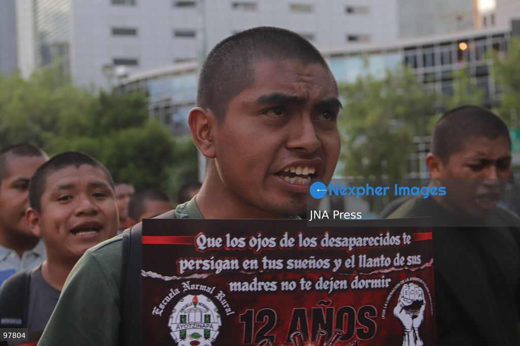 MEXICO CITY, MEXICO, SEPTEMBER 26, 2026: Relatives of the 43 missing Ayotzinapa students take part in a march in Mexico City marking the 12th anniversary of their disappearance and demanding truth and justice. The students from the Raúl Isidro Burgos Rural Teachers’ College disappeared in Iguala, Guerrero, on the night of September 26, 2014, in a case that remains unresolved. Photo by Carlos Santiago / JNA Press. (Photo by Carlos Santiago/JNA Press via Nexpher Images)