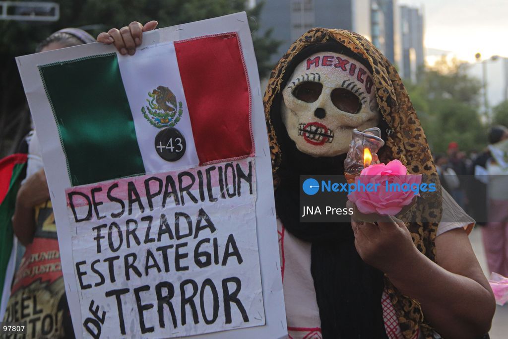MEXICO CITY, MEXICO, SEPTEMBER 26, 2026: Relatives of the 43 missing Ayotzinapa students take part in a march in Mexico City marking the 12th anniversary of their disappearance and demanding truth and justice. The students from the Raúl Isidro Burgos Rural Teachers’ College disappeared in Iguala, Guerrero, on the night of September 26, 2014, in a case that remains unresolved. Photo by Carlos Santiago / JNA Press. (Photo by Carlos Santiago/JNA Press via Nexpher Images)