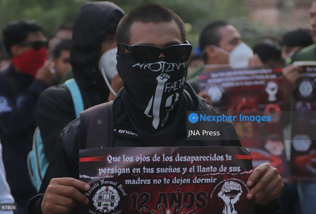 MEXICO CITY, MEXICO, SEPTEMBER 26, 2026: Relatives of the 43 missing Ayotzinapa students take part in a march in Mexico City marking the 12th anniversary of their disappearance and demanding truth and justice. The students from the Raúl Isidro Burgos Rural Teachers’ College disappeared in Iguala, Guerrero, on the night of September 26, 2014, in a case that remains unresolved. Photo by Carlos Santiago / JNA Press. (Photo by Carlos Santiago/JNA Press via Nexpher Images)