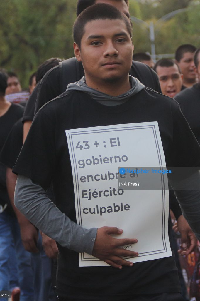 MEXICO CITY, MEXICO, SEPTEMBER 26, 2026: Relatives of the 43 missing Ayotzinapa students take part in a march in Mexico City marking the 12th anniversary of their disappearance and demanding truth and justice. The students from the Raúl Isidro Burgos Rural Teachers’ College disappeared in Iguala, Guerrero, on the night of September 26, 2014, in a case that remains unresolved. Photo by Carlos Santiago / JNA Press. (Photo by Carlos Santiago/JNA Press via Nexpher Images)
