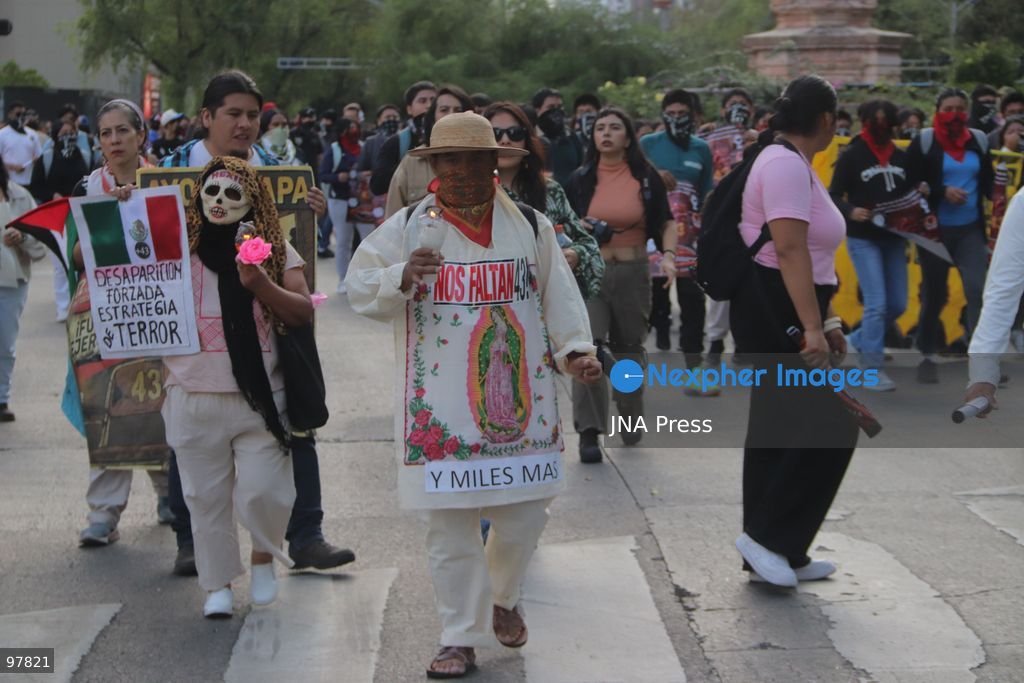 MEXICO CITY, MEXICO, SEPTEMBER 26, 2026: Relatives of the 43 missing Ayotzinapa students take part in a march in Mexico City marking the 12th anniversary of their disappearance and demanding truth and justice. The students from the Raúl Isidro Burgos Rural Teachers’ College disappeared in Iguala, Guerrero, on the night of September 26, 2014, in a case that remains unresolved. Photo by Carlos Santiago / JNA Press. (Photo by Carlos Santiago/JNA Press via Nexpher Images)