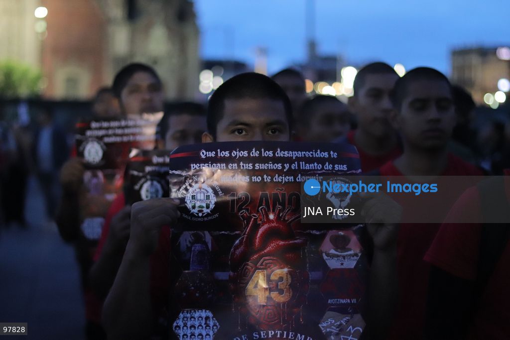 MEXICO CITY, MEXICO, SEPTEMBER 26, 2026: Relatives of the 43 missing Ayotzinapa students take part in a march in Mexico City marking the 12th anniversary of their disappearance and demanding truth and justice. The students from the Raúl Isidro Burgos Rural Teachers’ College disappeared in Iguala, Guerrero, on the night of September 26, 2014, in a case that remains unresolved. Photo by Carlos Santiago / JNA Press. (Photo by Carlos Santiago/JNA Press via Nexpher Images)
