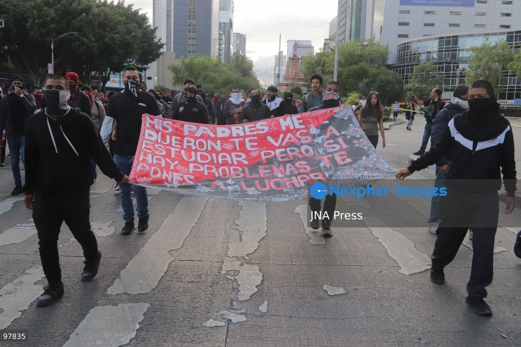 MEXICO CITY, MEXICO, SEPTEMBER 26, 2026: Relatives of the 43 missing Ayotzinapa students take part in a march in Mexico City marking the 12th anniversary of their disappearance and demanding truth and justice. The students from the Raúl Isidro Burgos Rural Teachers’ College disappeared in Iguala, Guerrero, on the night of September 26, 2014, in a case that remains unresolved. Photo by Carlos Santiago / JNA Press. (Photo by Carlos Santiago/JNA Press via Nexpher Images)