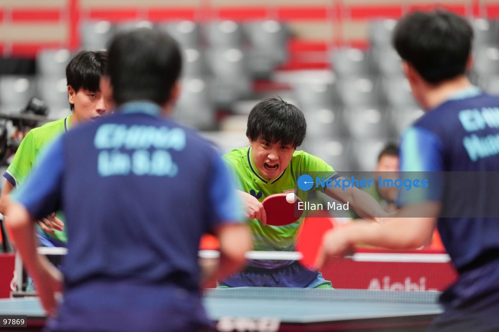 Harimoto Tomokazu and Shinozuka Hiroto of Japan VS Lin Shidong and Huang Youzheng of China during Men's Doubles Final of Table Tennis at the 2026 Asian Games on September 27, 2026 in Japan. (Photo by Ellan Mad/Nexpher Images)
