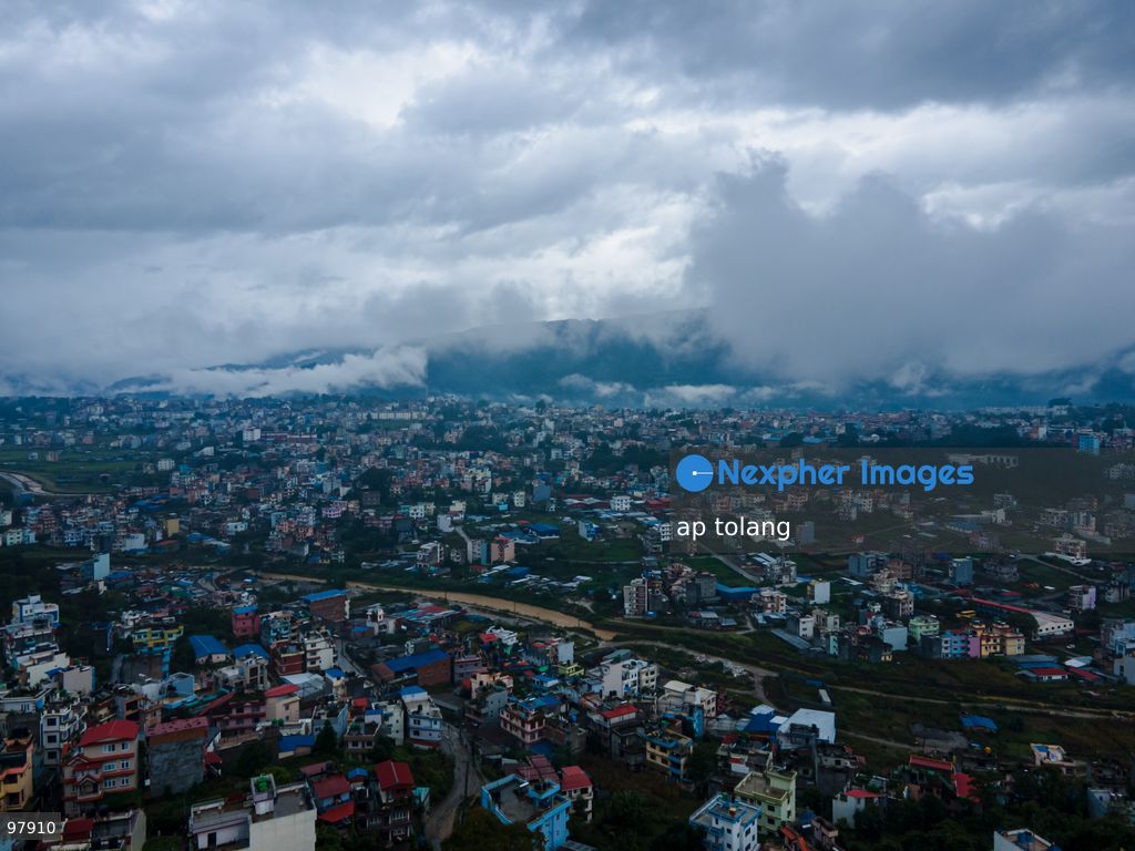 KATHMANDU, NEPAL —September 27, 2026: An aerial view capturing the cityscape under rainy skies in Lalitpur, Nepal. The rainfall has disrupted daily activities as a deep depression over the Bay of Bengal continues to influence weather conditions in the region. (Photo by ap tolang/Nexpher Images)