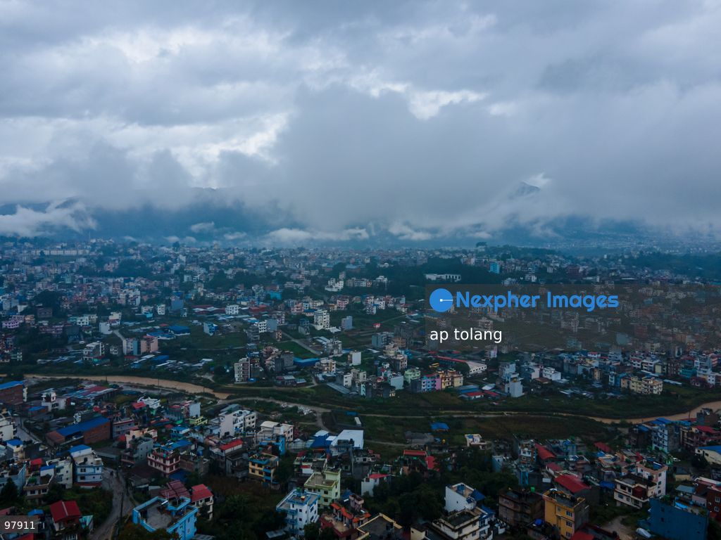 KATHMANDU, NEPAL —September 27, 2026: An aerial view capturing the cityscape under rainy skies in Lalitpur, Nepal. The rainfall has disrupted daily activities as a deep depression over the Bay of Bengal continues to influence weather conditions in the region. (Photo by ap tolang/Nexpher Images)