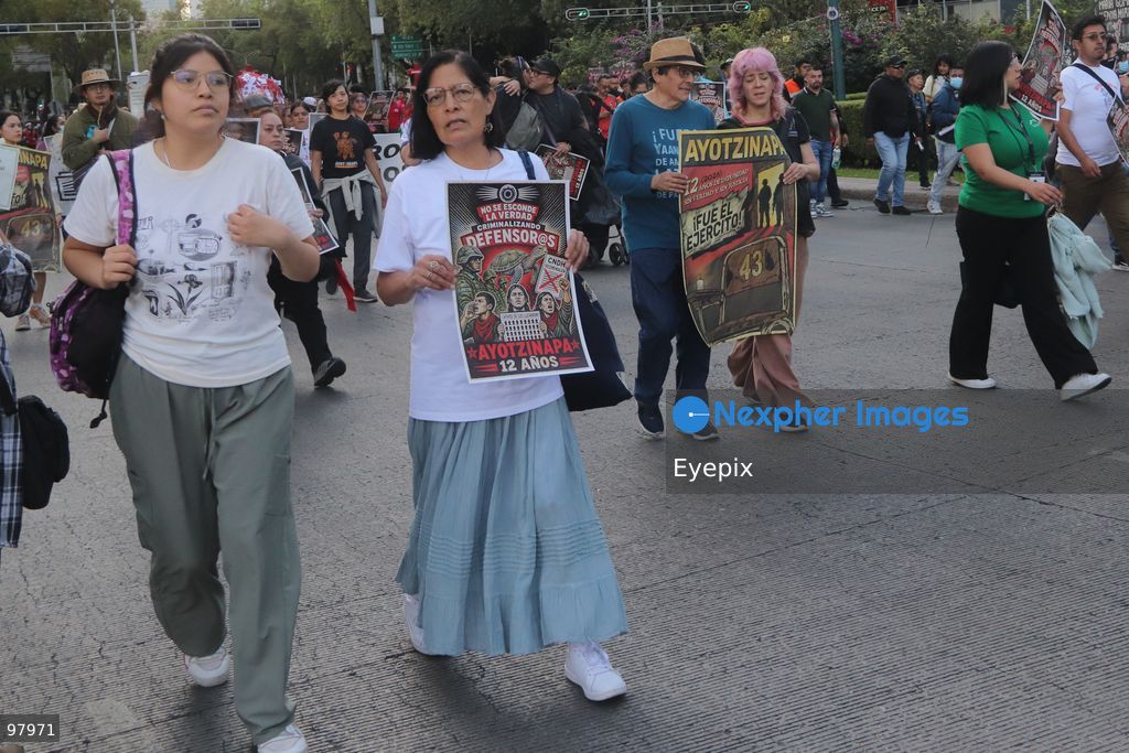 Persons march during a rally to demand justice and truth on the 12th anniversary of the disappearance of the 43 students, in Mexico City, Mexico on September 26, 2026. (Photo by Carlos Santiago/ Eyepix Group) (Photo by Carlos Santiago/ Eyepix Group/Eyepix via Nexpher Images)