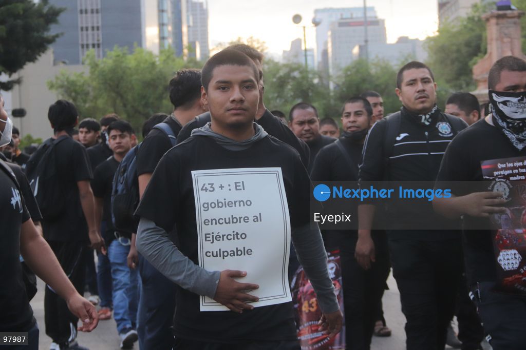 Rural students from the Ayotzinapa Teacher Training School march during a rally to demand justice and truth on the 12th anniversary of the disappearance of the 43 students, in Mexico City, Mexico on September 26, 2026. (Photo by Carlos Santiago/ Eyepix Group) (Photo by Carlos Santiago/ Eyepix Group/Eyepix via Nexpher Images)