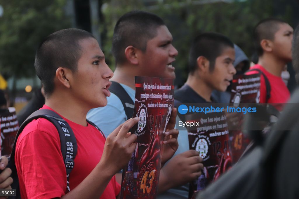 Rural students from the Ayotzinapa Teacher Training School march during a rally to demand justice and truth on the 12th anniversary of the disappearance of the 43 students, in Mexico City, Mexico on September 26, 2026. (Photo by Carlos Santiago/ Eyepix Group) (Photo by Carlos Santiago/ Eyepix Group/Eyepix via Nexpher Images)