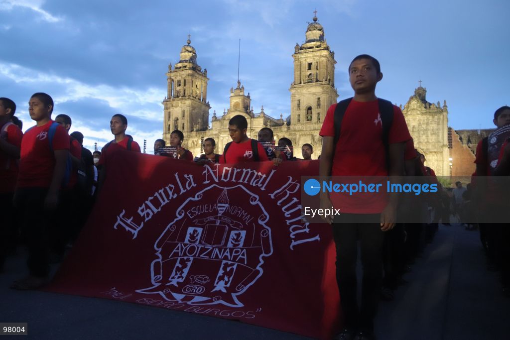 Rural students from the Ayotzinapa Teacher Training School march during a rally to demand justice and truth on the 12th anniversary of the disappearance of the 43 students, in Mexico City, Mexico on September 26, 2026. (Photo by Carlos Santiago/ Eyepix Group) (Photo by Carlos Santiago/ Eyepix Group/Eyepix via Nexpher Images)