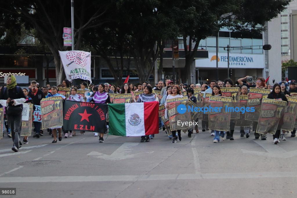 Relatives of the victims of the 43 students of Ayotzinapa Teacher rural School march during a rally to demand justice and truth on the 12th anniversary of the disappearance of the 43 students, in Mexico City, Mexico on September 26, 2026. (Photo by Carlos Santiago/ Eyepix Group) (Photo by Carlos Santiago/ Eyepix Group/Eyepix via Nexpher Images)