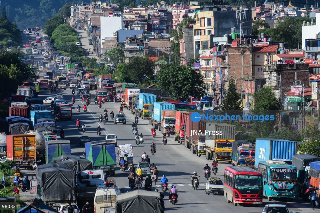 KATHMANDU, NEPAL – SEPTEMBER 27, 2026: Vehicles remained stranded along the Ring Road at Kalanki, a major gateway from Kathmandu toward Naubise and Naagdhunga, as the Prithvi Highway and other major routes remained disrupted by landslides and flooding following several days of continuous heavy rainfall. Rain since September 24 triggered landslides, road erosion and flooding at multiple locations, repeatedly blocking sections of the Prithvi Highway and leaving vehicles and passengers stranded. The highway was affected by landslides at locations including Krishnabhir, Chaukibhir, Jawang Khola and Fisling. The disruption created difficulties for long-distance drivers and passengers waiting in and around Kathmandu, with some remaining with their vehicles for extended periods while waiting for roads to reopen. Floods, landslides and road damage also affected other highways connecting Kathmandu with different parts of Nepal. Photo by Safal Prakash Shrestha / JNA Press (Photo by Safal Prakash Shrestha/JNA Press via Nexpher Images)