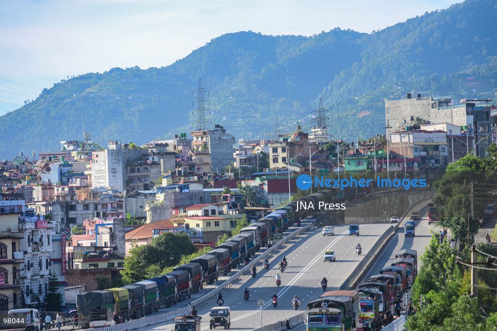 KATHMANDU, NEPAL – SEPTEMBER 27, 2026: Vehicles remained stranded along the Ring Road at Kalanki, a major gateway from Kathmandu toward Naubise and Naagdhunga, as the Prithvi Highway and other major routes remained disrupted by landslides and flooding following several days of continuous heavy rainfall. Rain since September 24 triggered landslides, road erosion and flooding at multiple locations, repeatedly blocking sections of the Prithvi Highway and leaving vehicles and passengers stranded. The highway was affected by landslides at locations including Krishnabhir, Chaukibhir, Jawang Khola and Fisling. The disruption created difficulties for long-distance drivers and passengers waiting in and around Kathmandu, with some remaining with their vehicles for extended periods while waiting for roads to reopen. Floods, landslides and road damage also affected other highways connecting Kathmandu with different parts of Nepal. Photo by Safal Prakash Shrestha / JNA Press (Photo by Safal Prakash Shrestha/JNA Press via Nexpher Images)