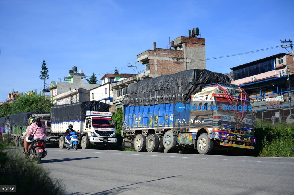 KATHMANDU, NEPAL – SEPTEMBER 27, 2026: Vehicles remained stranded along the Ring Road at Kalanki, a major gateway from Kathmandu toward Naubise and Naagdhunga, as the Prithvi Highway and other major routes remained disrupted by landslides and flooding following several days of continuous heavy rainfall. Rain since September 24 triggered landslides, road erosion and flooding at multiple locations, repeatedly blocking sections of the Prithvi Highway and leaving vehicles and passengers stranded. The highway was affected by landslides at locations including Krishnabhir, Chaukibhir, Jawang Khola and Fisling. The disruption created difficulties for long-distance drivers and passengers waiting in and around Kathmandu, with some remaining with their vehicles for extended periods while waiting for roads to reopen. Floods, landslides and road damage also affected other highways connecting Kathmandu with different parts of Nepal. Photo by Safal Prakash Shrestha / JNA Press (Photo by Safal Prakash Shrestha/JNA Press via Nexpher Images)