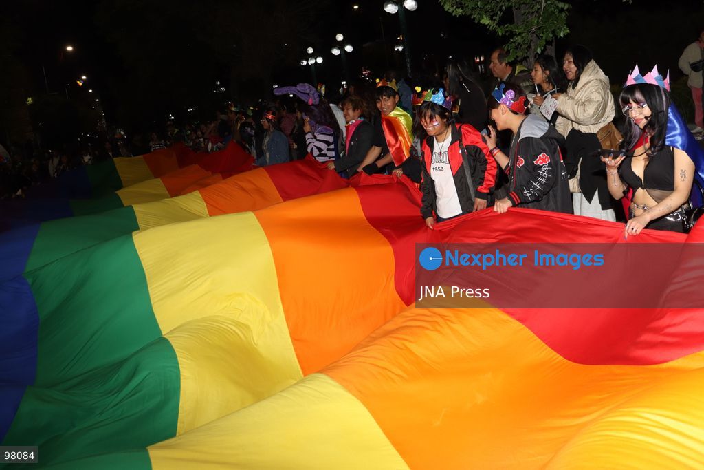 People participate in the Pride parade and March for Sexual and Gender Diversity in La Paz, Bolivia, on September 26, 2026. The event brought together members of the LGBTIQ+ community and sexual and gender diversity organizations to celebrate pride, diversity and the recognition of their rights. Photo by Brian Ronaldo Delgadillo Garzofino / JNA Press (Photo by Brian Ronaldo Delgadillo Garzofi/JNA Press via Nexpher Images)