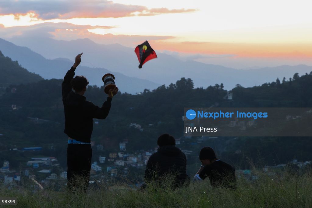 KATHMANDU, NEPAL – SEPTEMBER 27, 2026: People flew kites around Kathmandu during the festive period, adding color and activity to the city’s skies as families and friends gathered to celebrate. Kite flying brought a festive atmosphere to different parts of the city, with kites visible above Kathmandu as people took part in the seasonal tradition. The activity provided an opportunity for families and friends to spend time together during the festive period. Photo by Shankar Bhujel / JNA Press. (Photo by Shankar Bhujel/JNA Press via Nexpher Images)