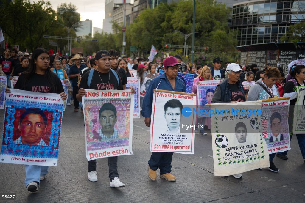 Relatives of the 43 missing students from the Ayotzinapa Teacher Training School taking part during a rally to demand justice and truth on the 12th anniversary of their disappearance, in Mexico City, Mexico, on September 26, 2026. (Photo by Marco Gonzalez/ Eyepix Group) (Photo by Marco Gonzalez/ Eyepix Group/Eyepix via Nexpher Images)