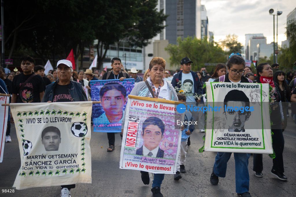 Relatives of the 43 missing students from the Ayotzinapa Teacher Training School taking part during a rally to demand justice and truth on the 12th anniversary of their disappearance, in Mexico City, Mexico, on September 26, 2026. (Photo by Marco Gonzalez/ Eyepix Group) (Photo by Marco Gonzalez/ Eyepix Group/Eyepix via Nexpher Images)