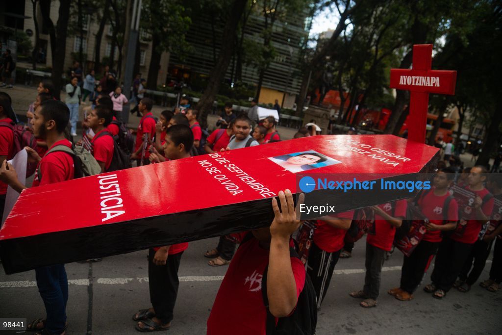 Rural students from the Ayotzinapa Teacher Training School taking part during a rally to demand justice and truth on the 12th anniversary of the disappearance of the 43 students, in Mexico City, Mexico on September 26, 2026. (Photo by Marco Gonzalez/ Eyepix Group) (Photo by Marco Gonzalez/ Eyepix Group/Eyepix via Nexpher Images)
