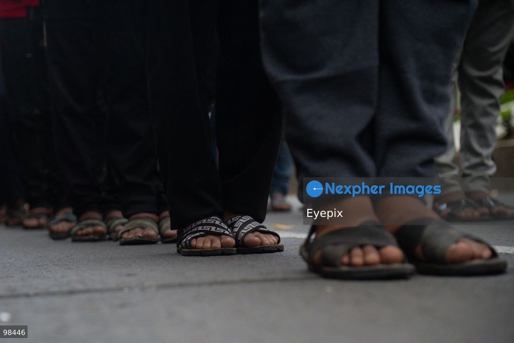 General view of feet of the rural students from the Ayotzinapa Teacher Training School are seen during a rally to demand justice and truth on the 12th anniversary of the disappearance of the 43 students, in Mexico City, Mexico on September 26, 2026. (Photo by Marco Gonzalez/ Eyepix Group) (Photo by Marco Gonzalez/ Eyepix Group/Eyepix via Nexpher Images)