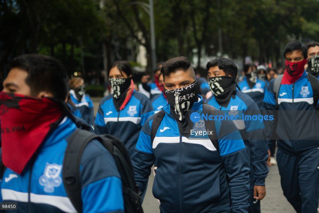 Rural students from the Ayotzinapa Teacher Training School taking part during a rally to demand justice and truth on the 12th anniversary of the disappearance of the 43 students, in Mexico City, Mexico on September 26, 2026. (Photo by Marco Gonzalez/ Eyepix Group) (Photo by Marco Gonzalez/ Eyepix Group/Eyepix via Nexpher Images)