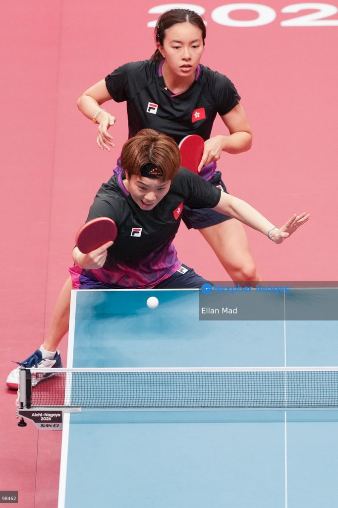 Doo Hoi Kem and Ng Wing Lam of Hong Kong during Women's Doubles Semi-finals, Table Tennis at the 2026 Asian Games on September 28, 2026 in Japan. (Photo by Ellan Mad/Nexpher Images)