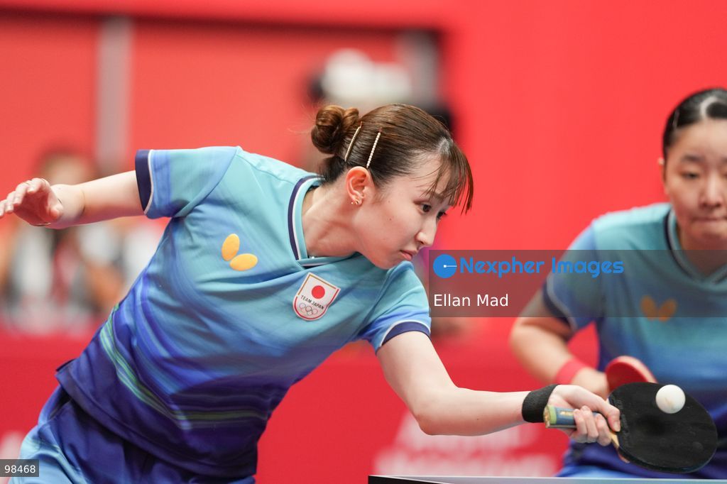 Miwa Harimoto and Hina Hayata of Japan during Women's Doubles Semi-finals, Table Tennis at the 2026 Asian Games on September 28, 2026 in Japan. (Photo by Ellan Mad/Nexpher Images)