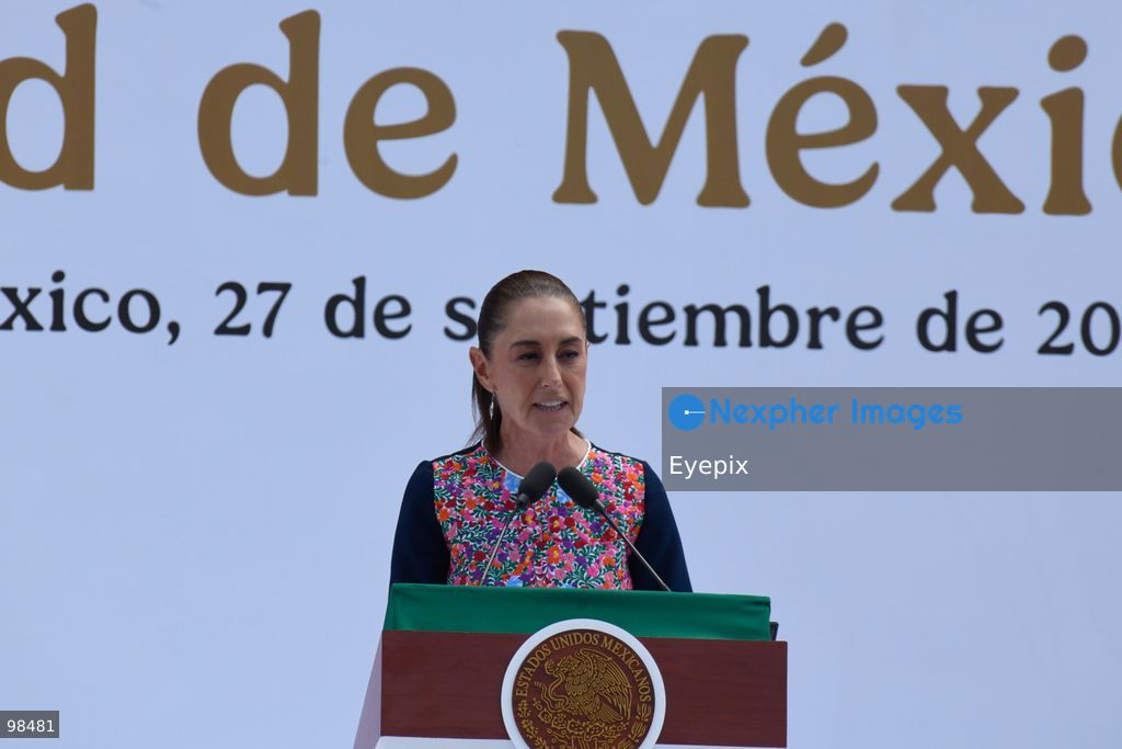 Mexican President Claudia Sheinbaum delivers a speech during the closing event of her "Honestidad y Resultados" (Honesty and Results) at the main square Zocalo on September 27, 2026 in Mexico City, Mexico. The event marked the presentation of her administrative balance during her second year in office. (Photo by Carlos Santiago/ Eyepix Group) (Photo by Carlos Santiago/ Eyepix Group/Eyepix via Nexpher Images)