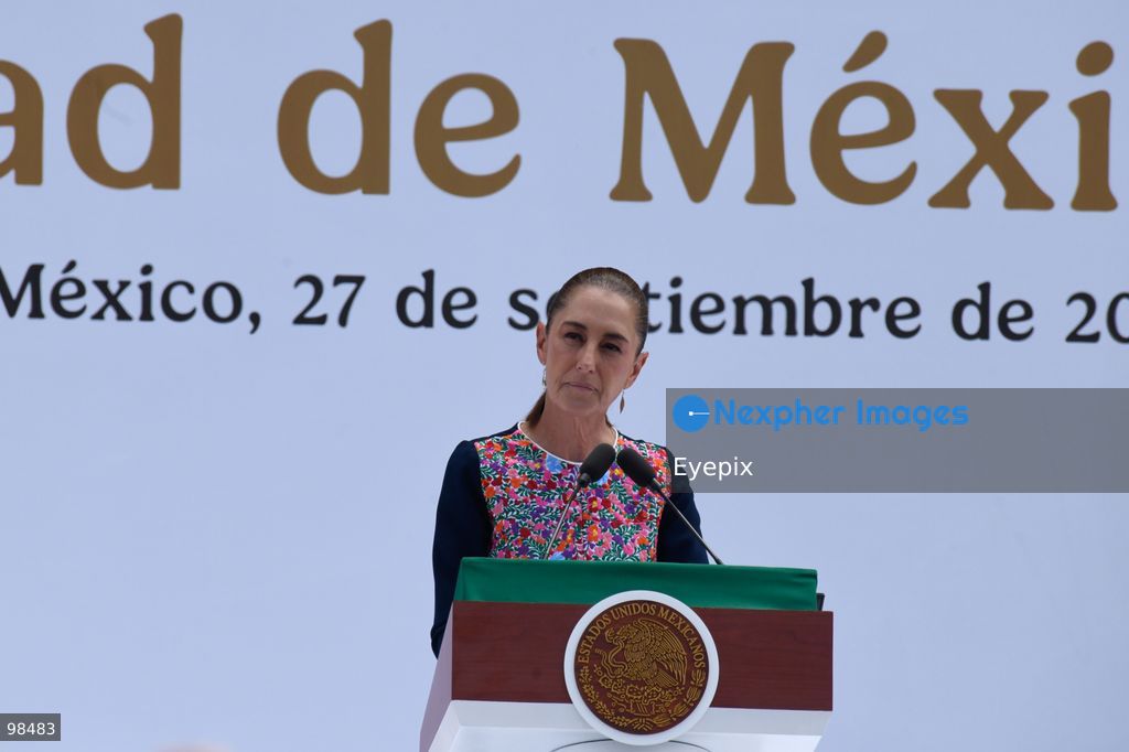 Mexican President Claudia Sheinbaum delivers a speech during the closing event of her "Honestidad y Resultados" (Honesty and Results) at the main square Zocalo on September 27, 2026 in Mexico City, Mexico. The event marked the presentation of her administrative balance during her second year in office. (Photo by Carlos Santiago/ Eyepix Group) (Photo by Carlos Santiago/ Eyepix Group/Eyepix via Nexpher Images)