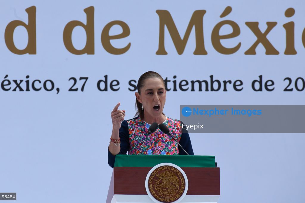 Mexican President Claudia Sheinbaum delivers a speech during the closing event of her "Honestidad y Resultados" (Honesty and Results) at the main square Zocalo on September 27, 2026 in Mexico City, Mexico. The event marked the presentation of her administrative balance during her second year in office. (Photo by Carlos Santiago/ Eyepix Group) (Photo by Carlos Santiago/ Eyepix Group/Eyepix via Nexpher Images)