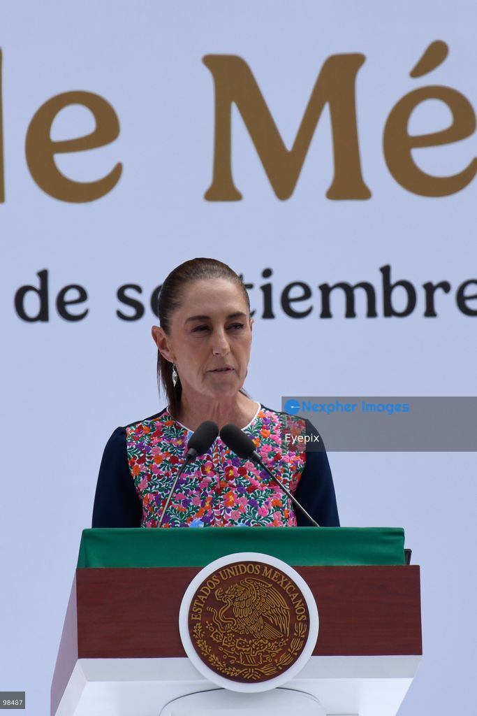 Mexican President Claudia Sheinbaum delivers a speech during the closing event of her "Honestidad y Resultados" (Honesty and Results) at the main square Zocalo on September 27, 2026 in Mexico City, Mexico. The event marked the presentation of her administrative balance during her second year in office. (Photo by Carlos Santiago/ Eyepix Group) (Photo by Carlos Santiago/ Eyepix Group/Eyepix via Nexpher Images)