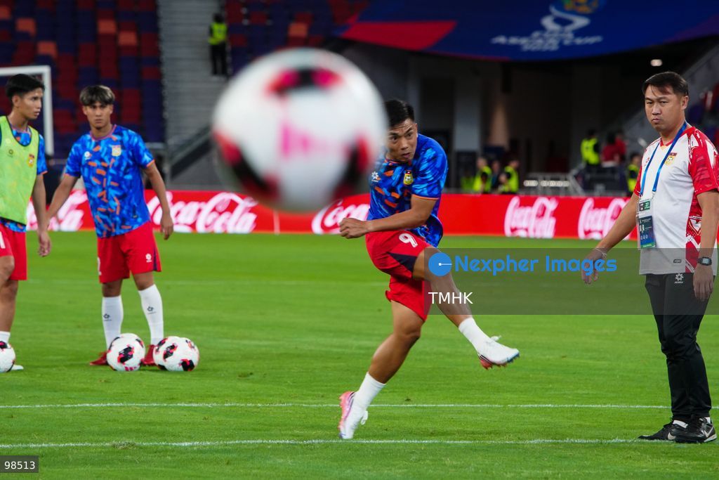 Players of Myanmar and Cambodia warm up on the pitch ahead of their Tier 2 clash at the FIFA ASEAN Cup at Kai Tak Stadium on September 27, 2026 in Hong Kong. Cambodia clinched a dramatic 1-0 victory with a stoppage-time long-range goal to move top of the group. (Photo by Zulu Lo/TMHK via Nexpher Images)