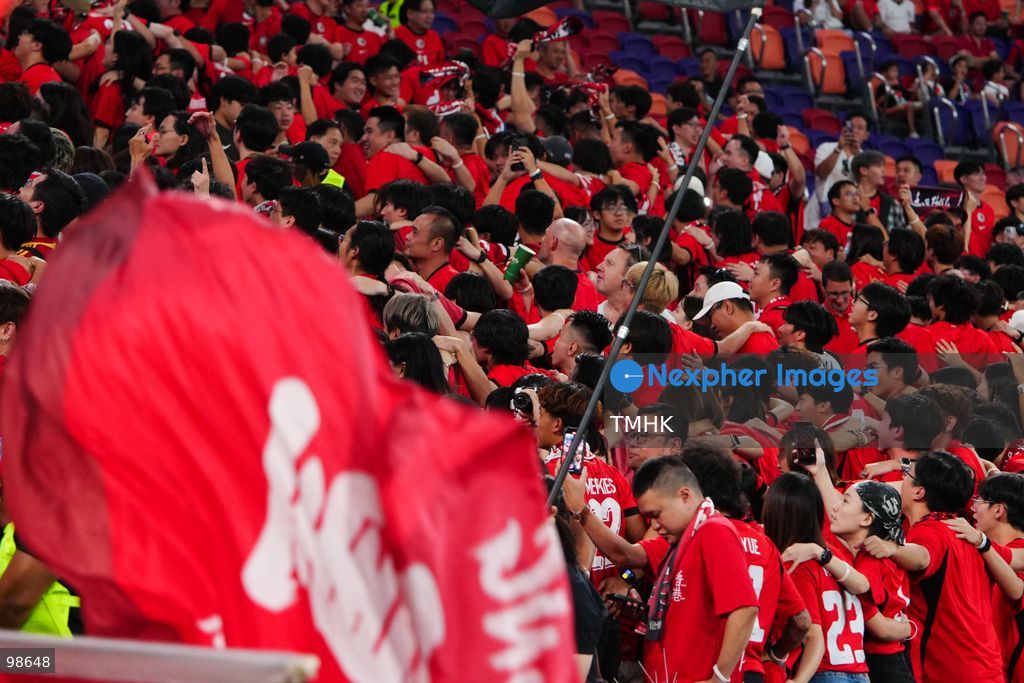 Passionate supporters wave red team colours, clap, and chant slogans to back Hong Kong, China during their FIFA ASEAN Cup Tier 2 match against Laos at Kai Tak Stadium on September 27, 2026 in Hong Kong, where a lively crowd of nearly 19,000 cheered on the home side. (Photo by Zulu Lo/TMHK via Nexpher Images)