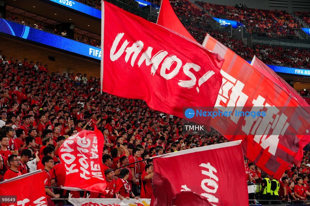 Passionate supporters wave red team colours, clap, and chant slogans to back Hong Kong, China during their FIFA ASEAN Cup Tier 2 match against Laos at Kai Tak Stadium on September 27, 2026 in Hong Kong, where a lively crowd of nearly 19,000 cheered on the home side. (Photo by Zulu Lo/TMHK via Nexpher Images)