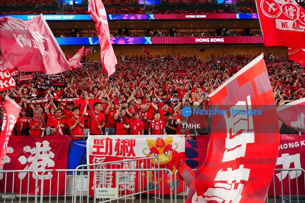 Passionate supporters wave red team colours, clap, and chant slogans to back Hong Kong, China during their FIFA ASEAN Cup Tier 2 match against Laos at Kai Tak Stadium on September 27, 2026 in Hong Kong, where a lively crowd of nearly 19,000 cheered on the home side. (Photo by Zulu Lo/TMHK via Nexpher Images)