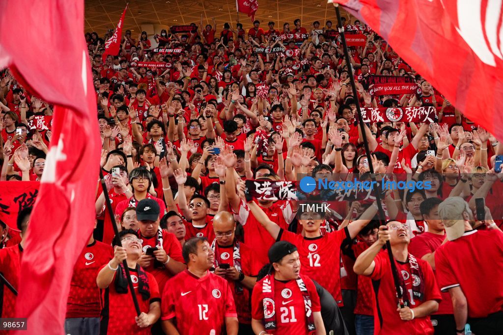 Passionate supporters wave red team colours, clap, and chant slogans to back Hong Kong, China during their FIFA ASEAN Cup Tier 2 match against Laos at Kai Tak Stadium on September 27, 2026 in Hong Kong, where a lively crowd of nearly 19,000 cheered on the home side. (Photo by Zulu Lo/TMHK via Nexpher Images)