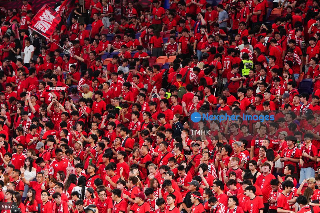 Passionate supporters wave red team colours, clap, and chant slogans to back Hong Kong, China during their FIFA ASEAN Cup Tier 2 match against Laos at Kai Tak Stadium on September 27, 2026 in Hong Kong, where a lively crowd of nearly 19,000 cheered on the home side. (Photo by Kevin Li/TMHK via Nexpher Images)